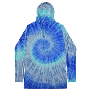 Unisex Tie-Dyed Hooded Long Sleeve T-Shirt Thumbnail