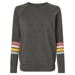 Women's Striped Sleeves Crewneck Sweatshirt Thumbnail