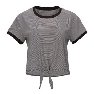 Women's Striped Tie Front T-Shirt Thumbnail