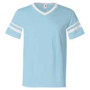 V-Neck Jersey with Striped Sleeves Thumbnail
