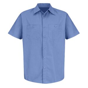 Men's Industrial Stripe Short Sleeve Work Shirt Thumbnail