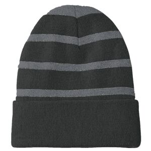 Striped Beanie with Solid Band Thumbnail