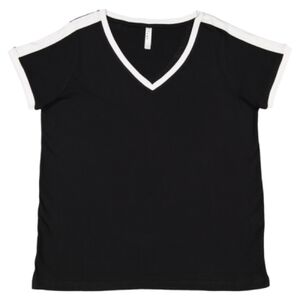 Women's Curvy Retro Ringer Premium Jersey V-Neck Tee Thumbnail