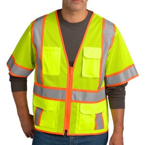 Ansi 107 Class 3 Surveyor Mesh Zippered Two Tone Short Sleeve Vest Thumbnail